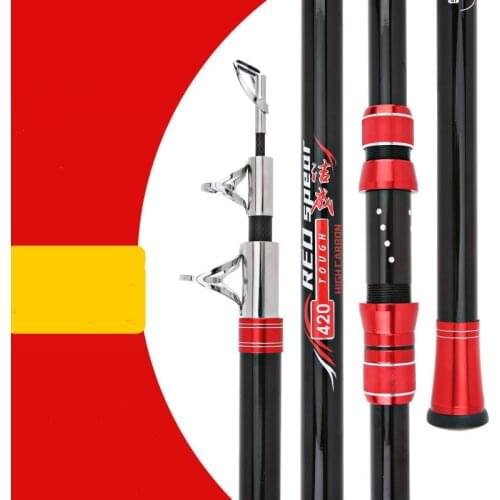 2.1M-4.5M Carbon Fiber Fishing Rod Large Guide Ring Rotary Portable Telescopic Fishing Rod
