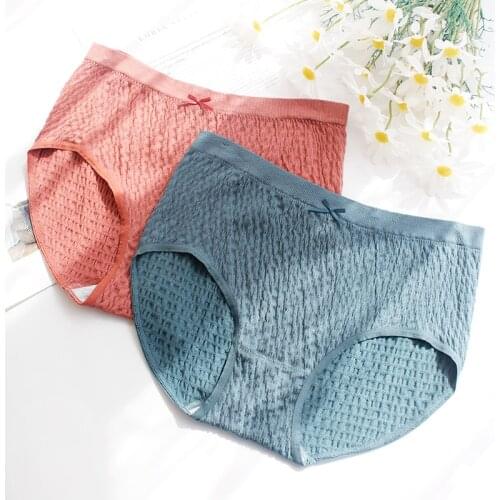 Womens Cotton Briefs Large Size High Waist New Bow Sexy Lace Thread Cotton Panties for Women Cute Female Underwear Plus Size