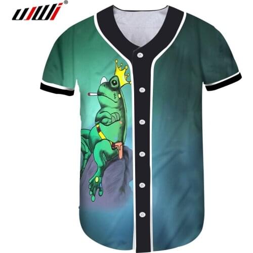UJWI Fashion Animal Man Baseball Shirt 3D Starry green frog Funny Streetwear Mens T-shirt Amusing Crown smoke Oversized Tshirt