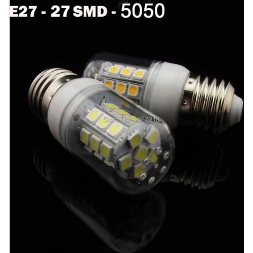 Ultral bright E27 SMD 5050Water proof Warm white/white 220V 7W E27 LED lamp 5050 SMD 27 LED E27 Corn Bulb Light 1pcs/LOT