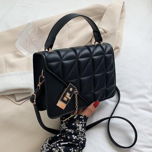 Vintage Square Lattice Crossbody Bags For Women 2021 New PU Leather Womens Luxury Designer Shoulder Bag