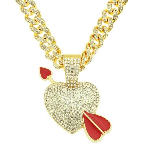 Xuanpai Hip Hop Three Dimensional Arrow Through The Heart Pendant Necklace Trendy Mens Tuku Tiaodi Accessories Cuba Chain