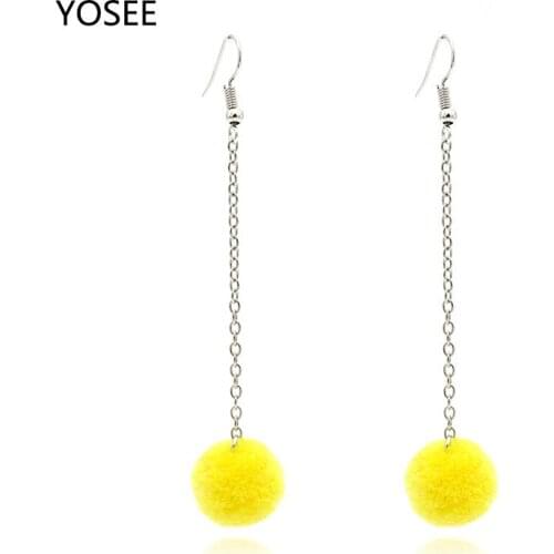 High Quality earrings for women Pompom ball pendant bohemian ethnic drop fashion jewelry 2018 golden dangle earring party