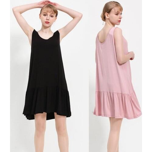Womens Underwear Sleeveless Nightdress Dresses Summer Casual Dress Waist Loose Solid Nightgown Comfortable Pajama Nightwear PJs