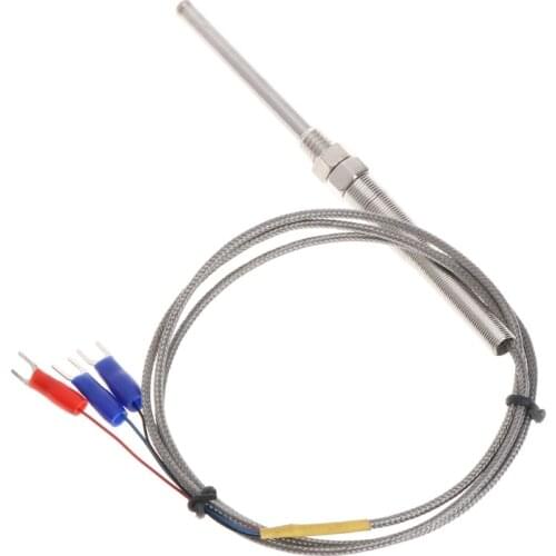 1M PT100 Thermocouple Probe 5mm x 50mm 3-Wire M8 Thread 3.3Ft Temperature Sensor