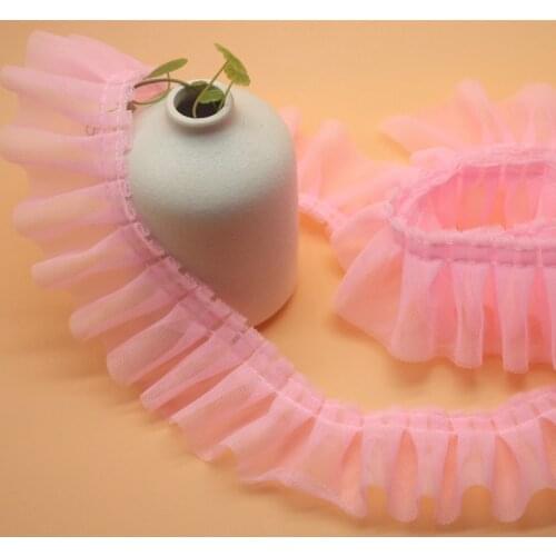 1M Pleated Tulle Lace Trim Guipure 5cm Ribbon Clothing Accessories Lace Fabric For Sewing Wedding Dress Trimmings dentelle ZQ1