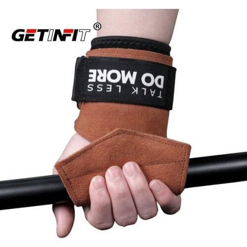 Getinfit 1Pair Cowhide Hand Grip Gymnastics Glove Grips Anti-Skid Gym Fitness Gloves Weight Lifting Grip Gym Crossfit Trainining
