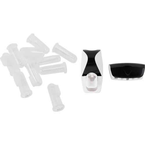 10 Pcs Soft Silicone Pet Finger Toothbrush & 1 Set Auto Automatic Toothpaste Dispenser+Toothbrush Holder Set