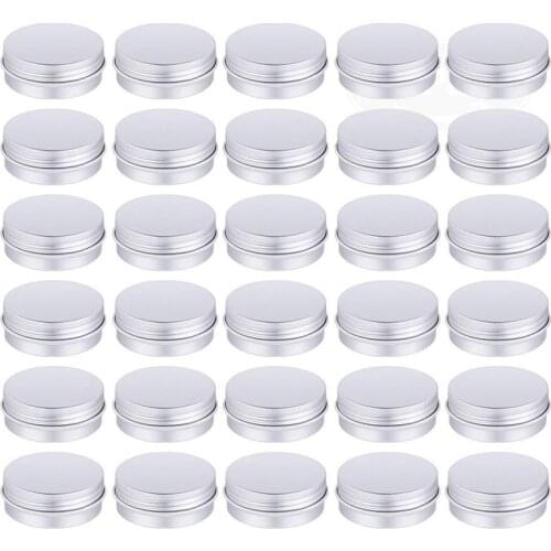 30 Pack Screw Top Round Metal Lip Balm Tins Containers Lids (1oz)