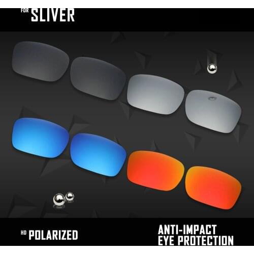 OOWLIT 4 Pairs Polarized Sunglasses Replacement Lenses for Oakley Sliver OO9262-Black & Silver & Ice Blue & Fire Red
