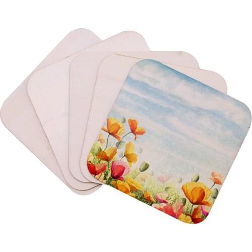 5-100pcs Natural Unfinished Blank Square Shape Wood Chips DIY Wooden Craft Ornament Wedding Home Party Decoration