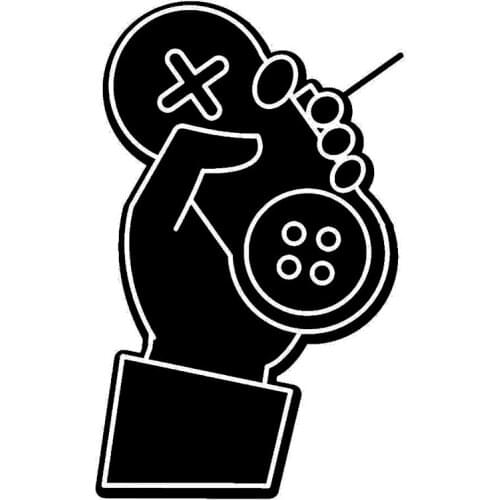 8.5CM*13.6CM Gamer Hand Joystick Console Video Game Vinyl Black/Silver Car Sticker C22-0327