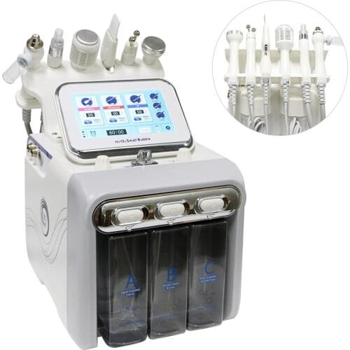 Upgrade 6 in 1 Hydrogen Oxygen Small Bubble RF Beauty Instrument Face Lifting Dermabrasion Device Skin Scrubber Facial Spa