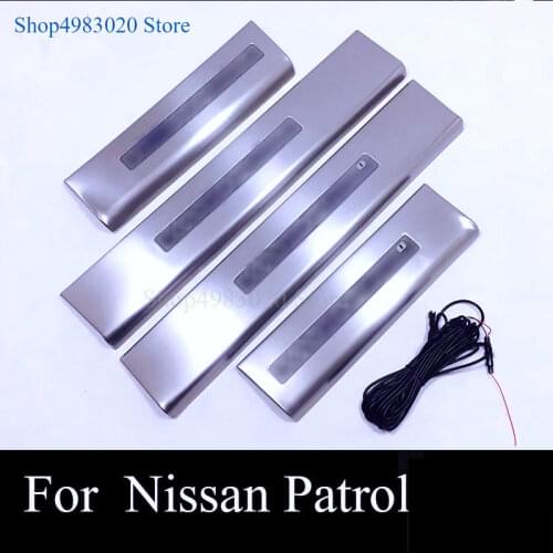 Car accessories door sill scuff threshold plate Illuminate LED Emblem car styling sticker for Nissan Patrol Y62 2015 2016 2017