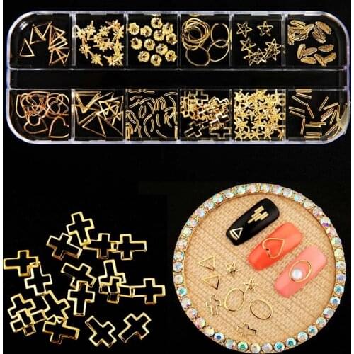 1 Box DIY Nail Finger nail Glitter Alloy Colored Pear Dried Flower Sequins 3D Nail Art Rhinestone Manicure Decoration Tips