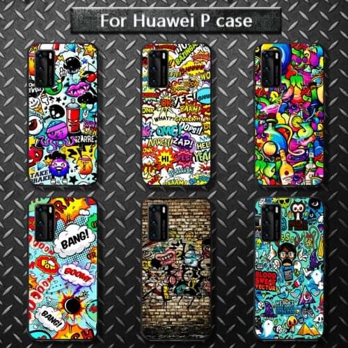 Cute Cartoon Graffiti Phone Cases for huawei P40 pro lite P8 P9 P10 P20 P30 psmart 2019 2017 2018