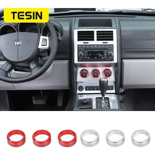 TESIN Car Air Condition Vent Switch Button Decoration Cover Trim Ring Stickers Fit For Jeep Liberty For Dodge Nitro 2007-2012