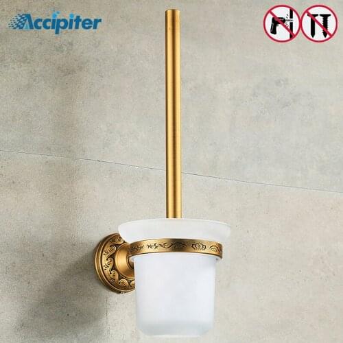 Nail Free Toilet Brush Holders Antique Metal Toilet Bowl Brush Bathroom Cleaning Tool Holder Bathroom Accessories