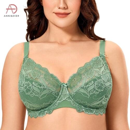 Womens Full Coverage Non Padded Plus Size Underwired Embroidery Floral Lace Bra