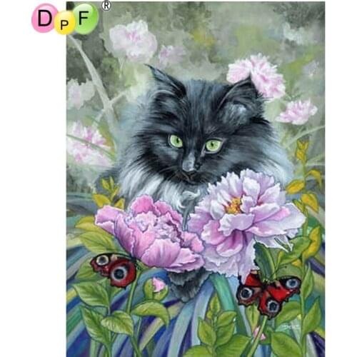 DPF DIY The cat flowers 5D full square diamond painting cross stitch crafts diamond embroidery wall painting home decor mosaic