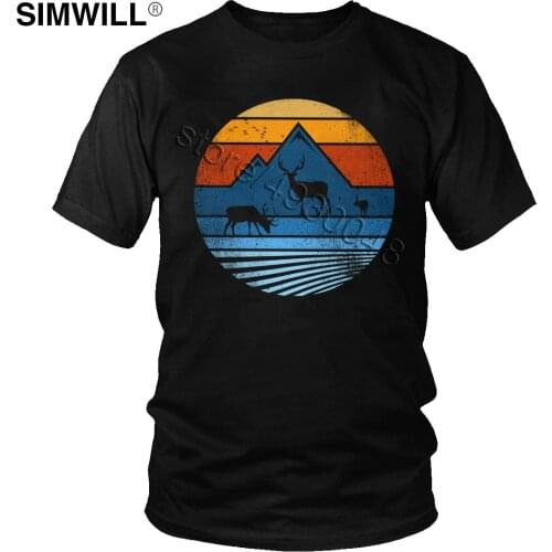 Mens Wild Life Animal Tshirt Vintage Save Deer T Shirt Short Sleeved 100% Cotton Leisure Tee Tops Awesome Sunset Clothing Gift