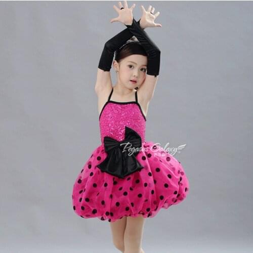 H2670 Children Ballet Dancing Dress Clothes Girl Stage Professional Performance Competition Bowknot Sequins Pompon Dresses Wear