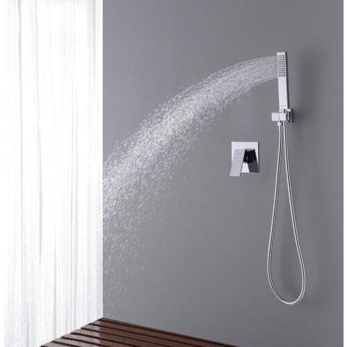 Chrome Wall mounted Brass bathroom shower faucet set Cold and hot water faucet control valve Handheld shower head set