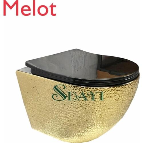 Ceramic sanitary ware gold color wc wall hung toilet bowl golden toilet