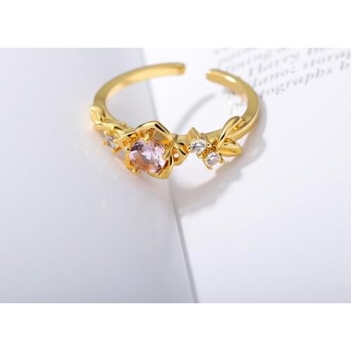 Dream Princess Ring Series Flower Ring Mosaic Cute Pink Gems Adjustable Ring Best Engagement Jewelry Bridesmaid Accessory Gift