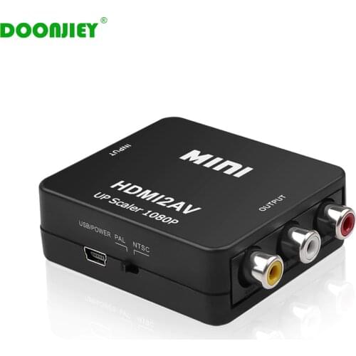 DOONJIEY HDMI-compatible to RCA Converter AV/CVSB L/R Video Box HD 1080P 1920*1080 60Hz HDMI2AV Support NTSC PAL Output HDMIToAV
