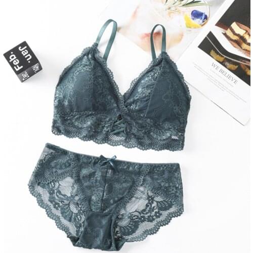 Ultrathin Briefs Push Up Bra Women Bra and Panty Set Lace Bralette Embroidery Underwear Set Sexy Lingerie Female Brassiere