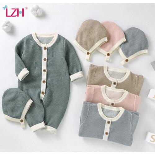 LZH 2021 Toddler Girls One-Piece Clothing For Childrens Romper Autumn Infant Boys Jumpsuit 0-18M Kids Bodysuit Knitting Romper