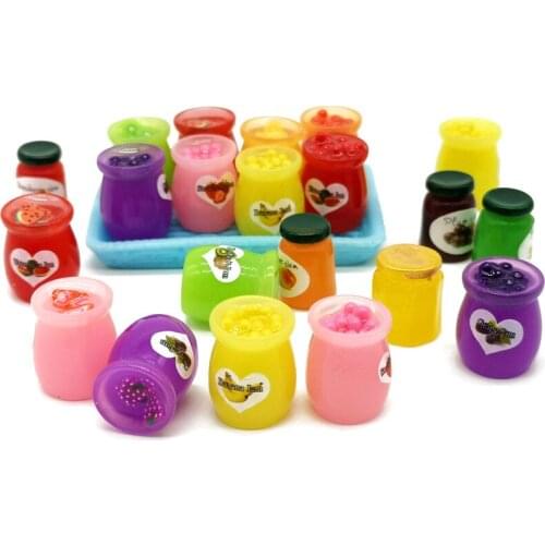 12pc Jam Caviar Bottle Miniature Dollhouse Ornament Mini Toy Model Figurine Home Craft Decor Glass Decoration DIY Accessories
