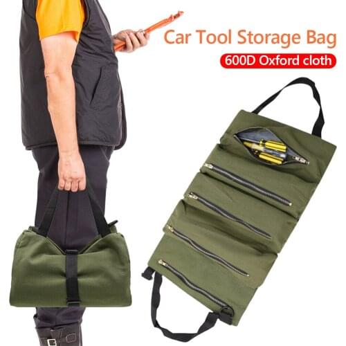 Tool Roll Multi-Purpose Tool Roll up Bag Wrench Roll Pouch Car Back Seat Hanging Organizer Zipper Carrier Tote Car kit
