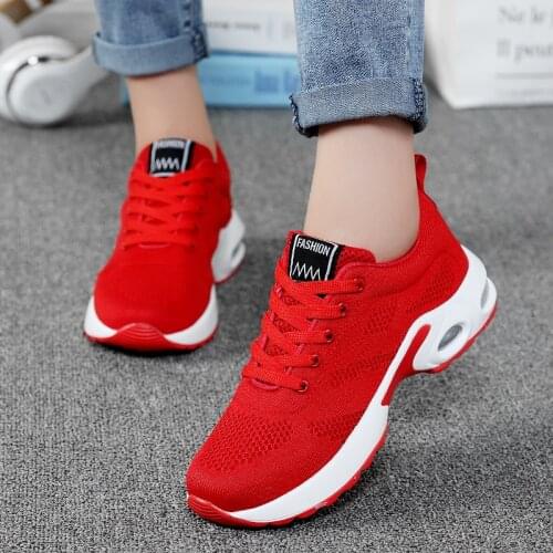 Fashion Women Sneakers Running Shoes Outdoor Sports Shoes Breathable Mesh Comfort Jogging Mesh Shoes Air Cushion Lace Up Ladies