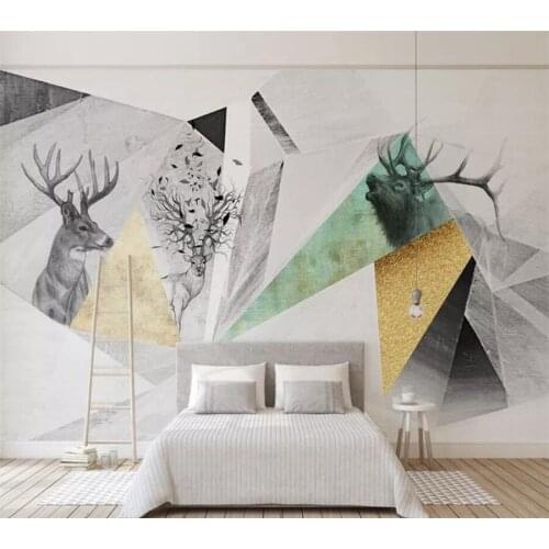 Custom wallpaper 3d mural papier peint Nordic simple elk abstract geometric square background wall living room bedroom wallpaper