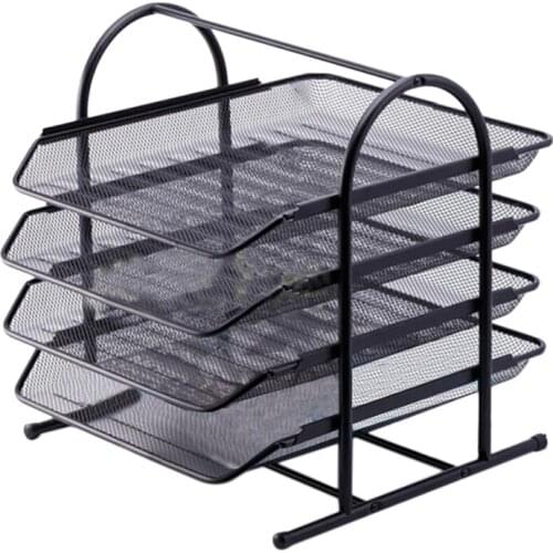 Desktop Bookshelf Office File Shelves Simple Desk Storage Shelf Folder Organizing Folders for Documents azines -Black