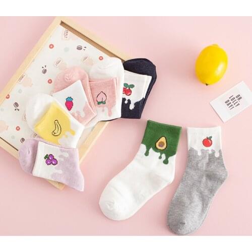 Socks Women Fruit Milk Strawberry Banana Avocado Short Woman Sweat Summer Cotton Girl WomenS Crew Socks Ankle Sock Female Soks