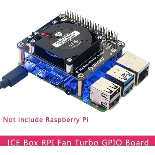 Raspberry Pi 4B GPIO Expansion Board ICE Turbo Cooling Fan with LED Light for Raspberry Pi 4 Model B/3B+/3B