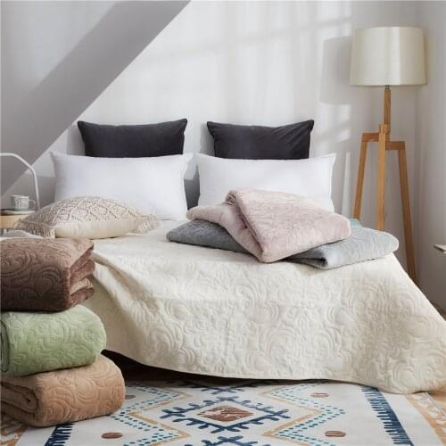 Bed Sheet Crystal Velvet Bed Cover Cotton Quilted Blanket Solid Flannel Bedding Winter Thickening Sheet Blanket Short plush
