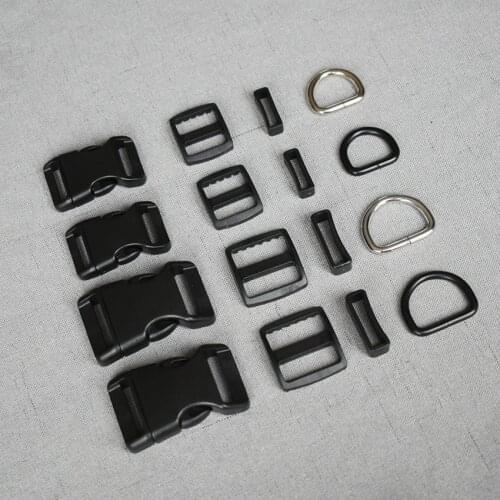 1 Set 20mm/25mm Webbing Metal Hardware D Ring Adjuster Belt Strap Slider Release Buckle for Paracord Pet Dog Harness DIY 4s-slk