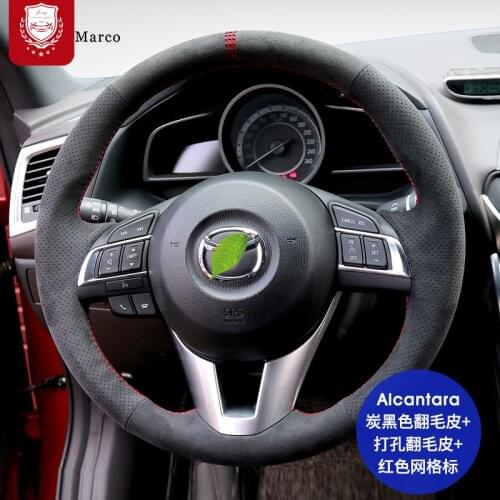 Real Alcantara suede hand-stitchfor Mazda 6 ATENZA Axela ATENZA CX-5 CX-8 CX-30 steering wheel cover interior car accessories