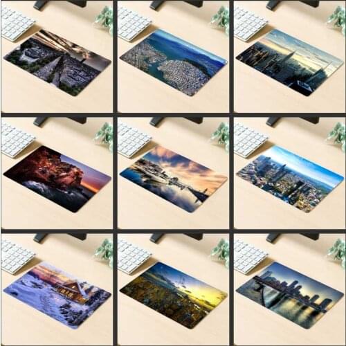 XGZ Promotional Gaming Mouse Pad Snowy Landscape HD City Computer Keyboard Desk Mat Rubber Non-slip Custom Personalized Coasters