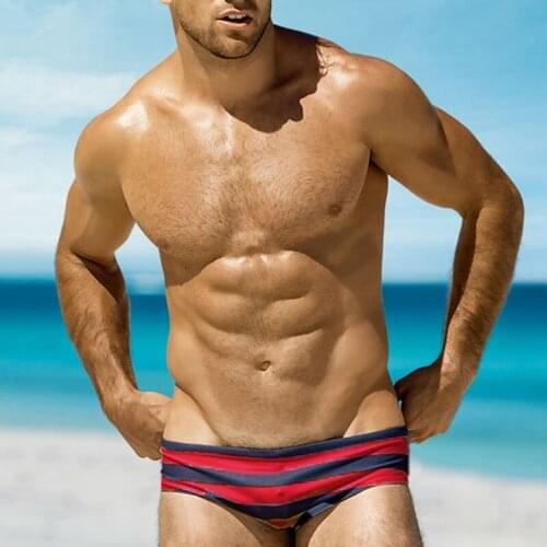 SD381 2019 New Sexy Stripe Men Swimsuit Bikini Mens Swim Briefs Gay Men Swimwear Swimming Trunk Surf Bathing Suit Beach Wear