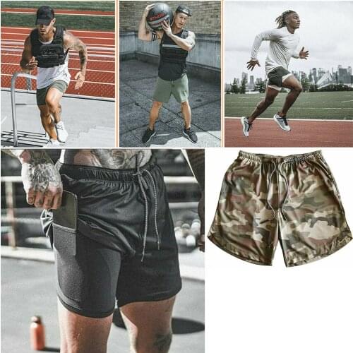 2020 Summer Running Shorts Men 2 in 1 Sports Jogging Fitness Shorts Training Quick Dry Mens Gym Men Shorts Sport gym Short Pants