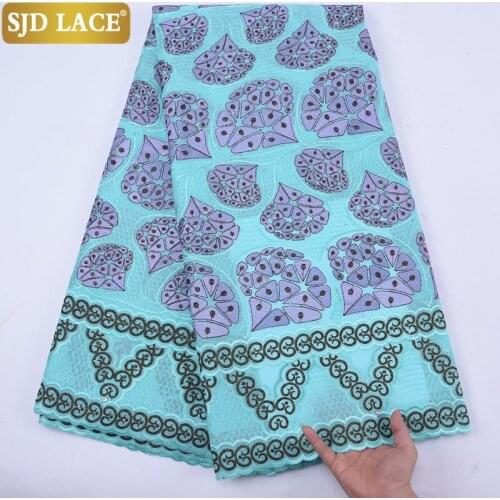 SJD LACE 2020 New Coming Dry Voile Lace Embroidery African Lace Fabric With Stones Swiss Cotton Laces In Switzerland SewingA2124