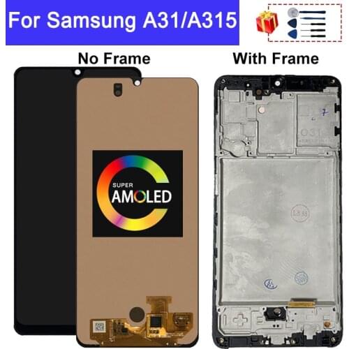 Super AMOLED A315 A315F LCD For Samsung Galaxy A31 LCD With Frame SM-A315F/DS A315G Display Touch Screen Digitizer Assembly