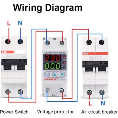 SVP916 Adjustable Voltage Surge Protector Relay 220V 40A 63A 80A Dual Display Din Rail with Limit Current Protect for Home