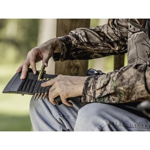 Airsoft Rifle Hunting Tactical Shotgun Pouches 9-hole 10-hole Butt Cartridges Stock Shell Holder Elastic Fabric Ammunition Belt