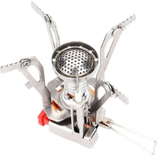 Outdoor Camping Stove Mini Stove Integrated Portable Picnic Stove with Electronic Ignition Butane Gas Stove Titanium Metal